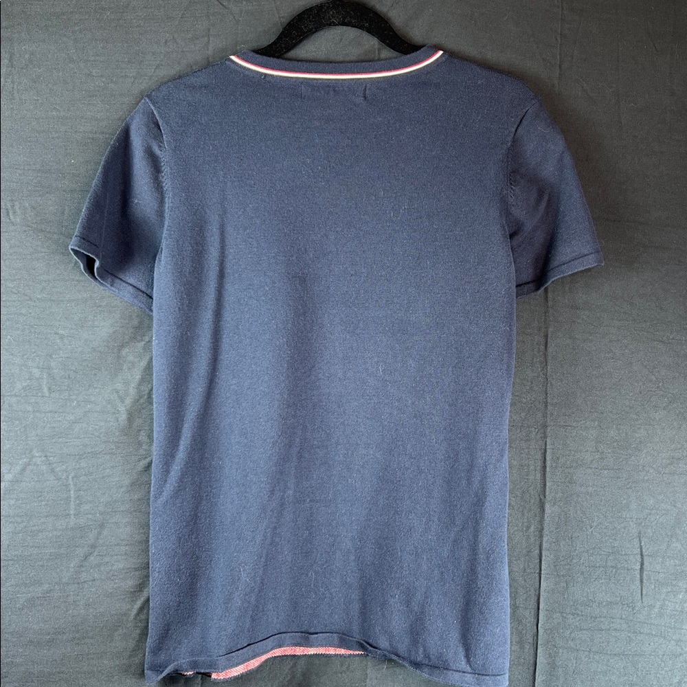 Tommy Hilfiger Navy and Red Plaid Woven Tee | Size Small - Picture 2 of 4
